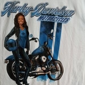 Harley-Davidson White and Blue Short Sleeve Tee Men’s Large